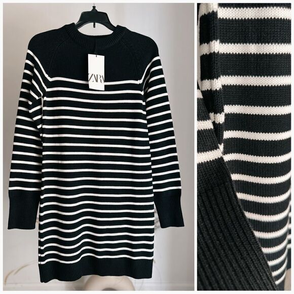 Zara Striped Knit Mini Dress New - Picture 1 of 6
